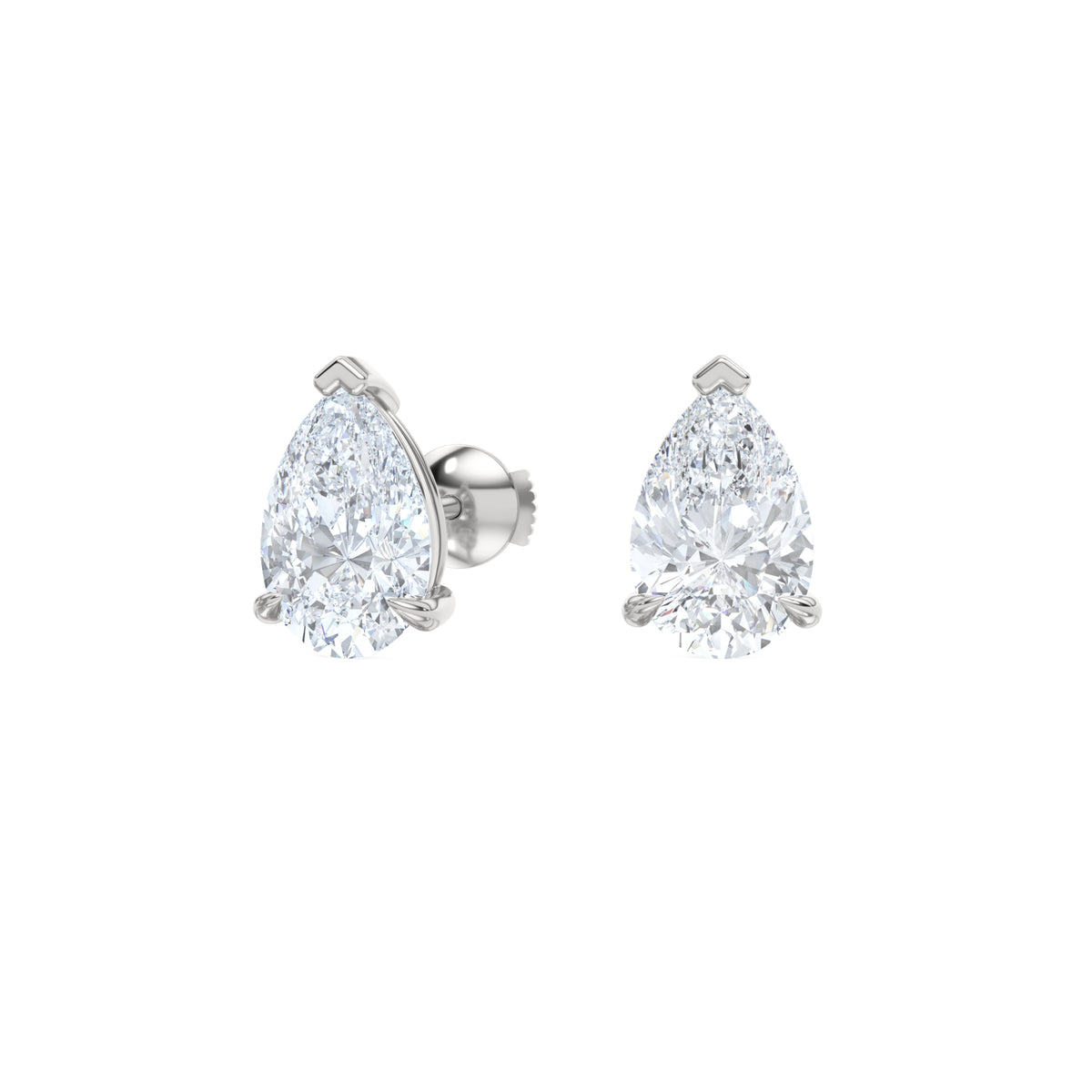 3.00ct Pear Cut Lab Diamond Stud Earrings in 18K White Gold