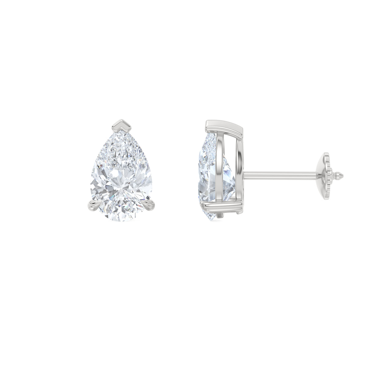 3.00ct Pear Cut Lab Diamond Stud Earrings in 18K White Gold