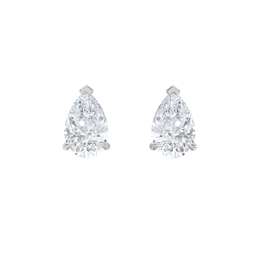 3.00ct Pear Cut Lab Diamond Stud Earrings in 18K White Gold