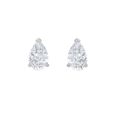 Fancy 3.00ct Pear Cut Lab Diamond Stud Earrings in 18K White Gold