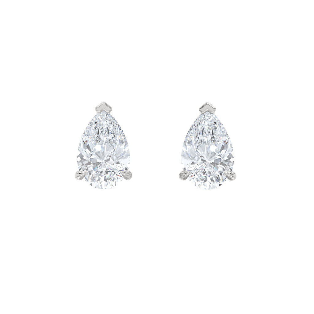 Fancy 3.00ct Pear Cut Lab Diamond Stud Earrings in Platinum