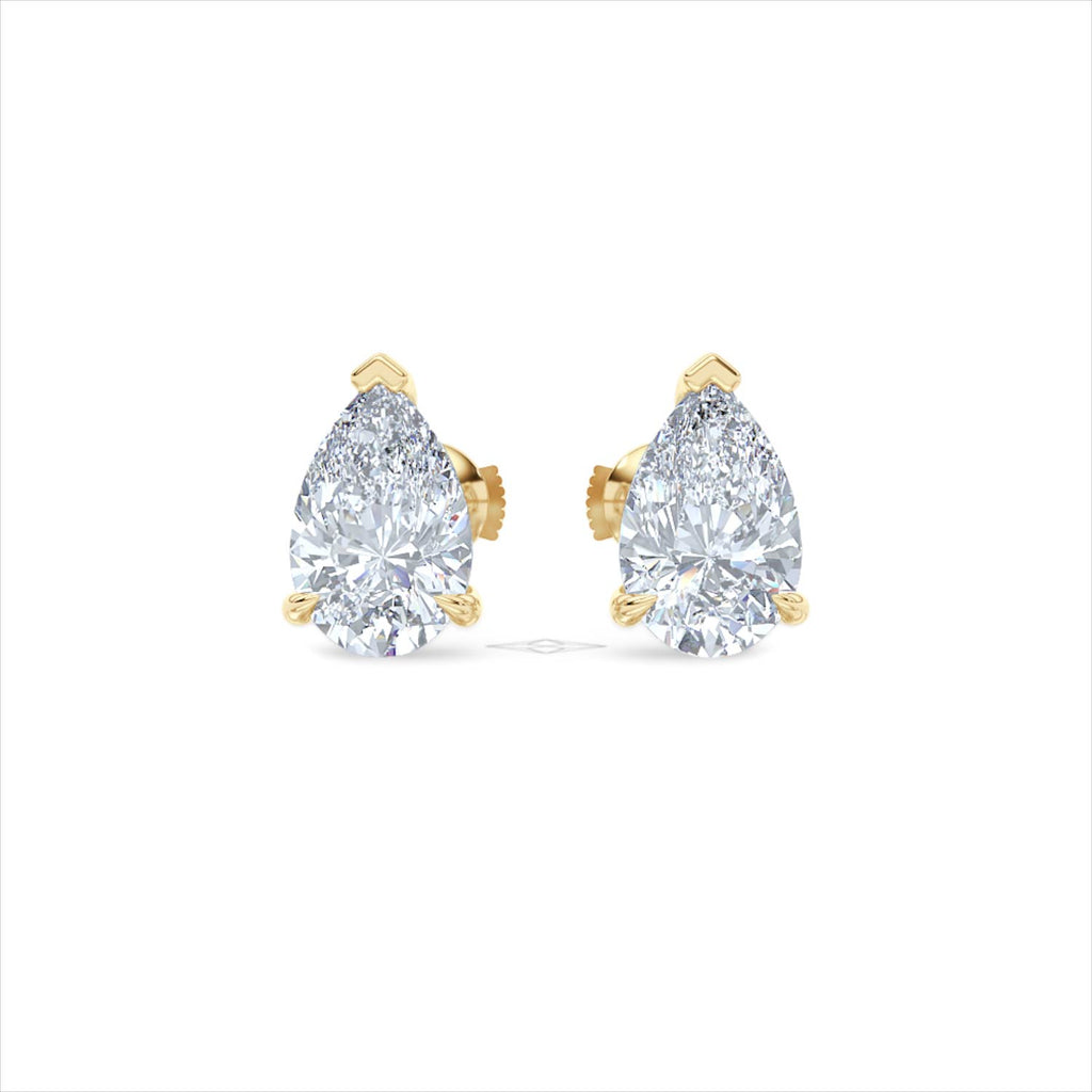3.00ct Pear Cut Lab Diamond Stud Earrings in 18K Yellow Gold