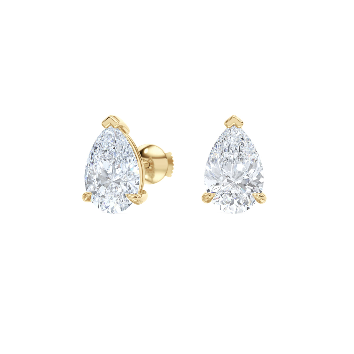 3.00ct Pear Cut Lab Diamond Stud Earrings in 18K Yellow Gold