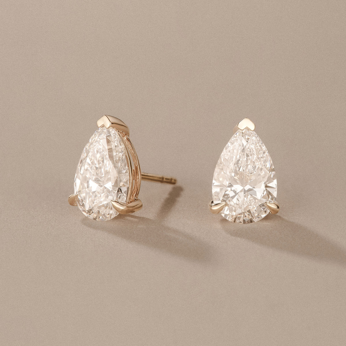 3.00ct Pear Cut Lab Diamond Stud Earrings in 18K Yellow Gold