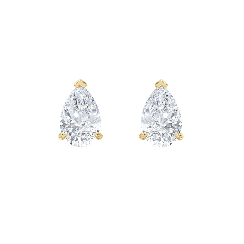 3.00ct Pear Cut Lab Diamond Stud Earrings in 18K Yellow Gold