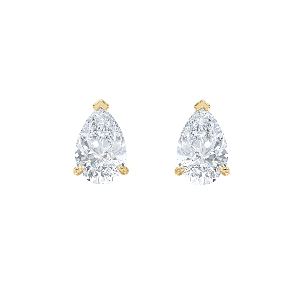Fancy 3.00ct Pear Cut Lab Diamond Stud Earrings in 18K Yellow Gold