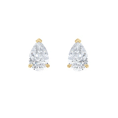 Fancy 3.00ct Pear Cut Lab Diamond Stud Earrings in 18K Yellow Gold