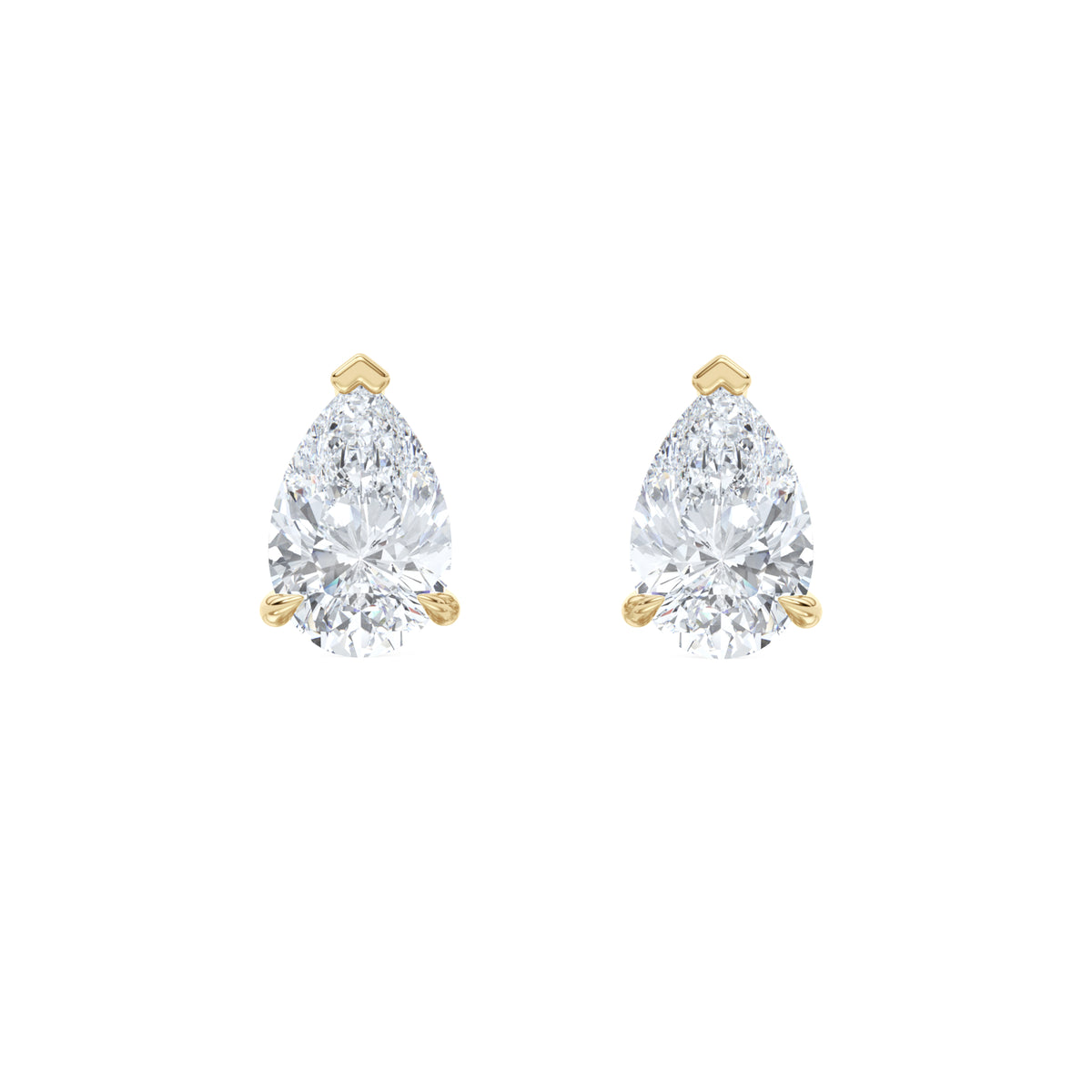 3.00ct Pear Cut Lab Diamond Stud Earrings in 18K Yellow Gold