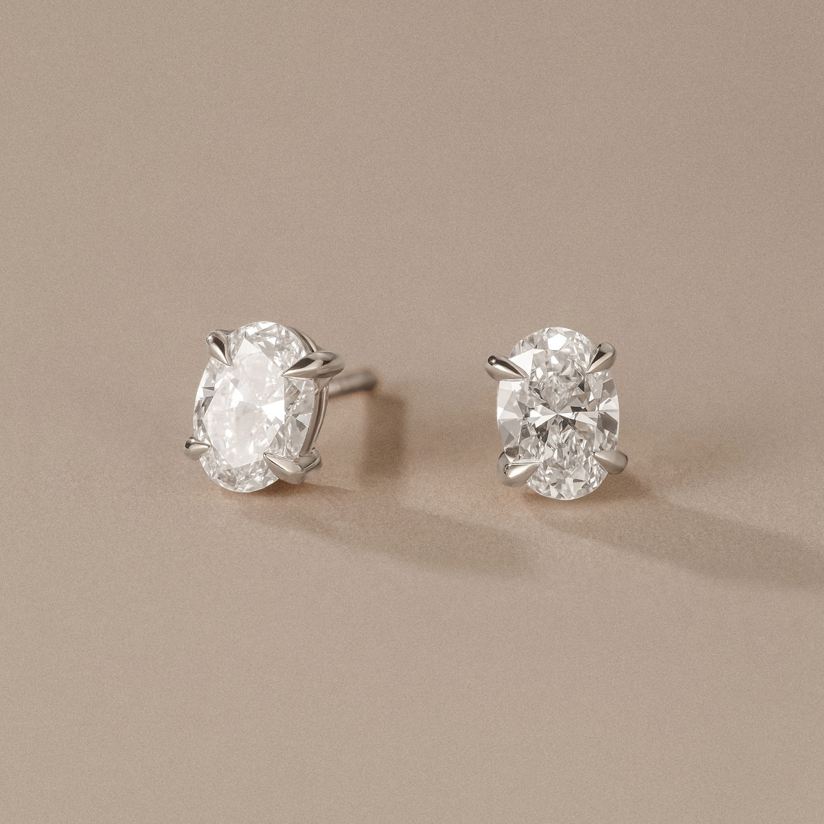 1.00ct Oval Cut Lab Diamond Stud Earrings in 18K White Gold