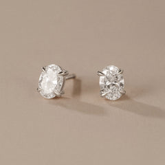 Fancy 1.00ct Oval Cut Lab Diamond Stud Earrings in Platinum