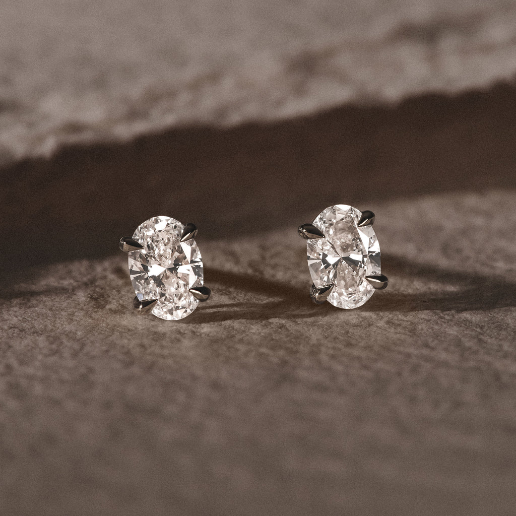 Fancy 1.00ct Oval Cut Lab Diamond Stud Earrings in Platinum