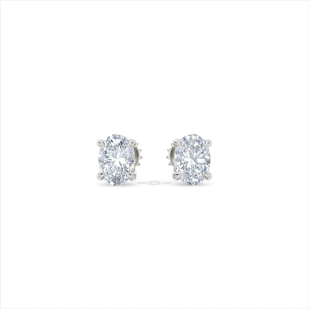 1.00ct Oval Cut Lab Diamond Stud Earrings in Platinum