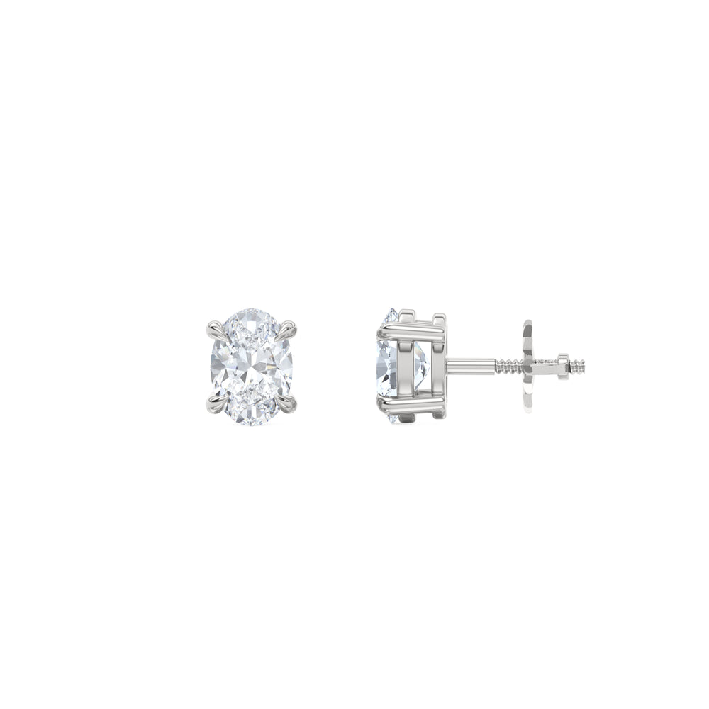 1.00ct Oval Cut Lab Diamond Stud Earrings in 18K White Gold