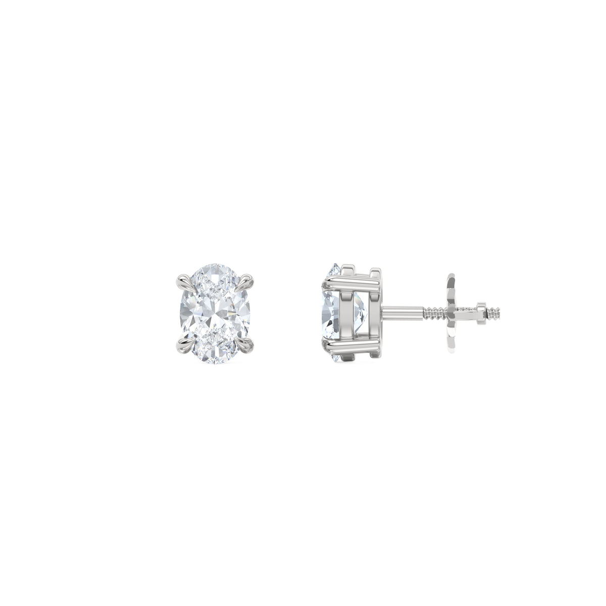 1.00ct Oval Cut Lab Diamond Stud Earrings in 18K White Gold