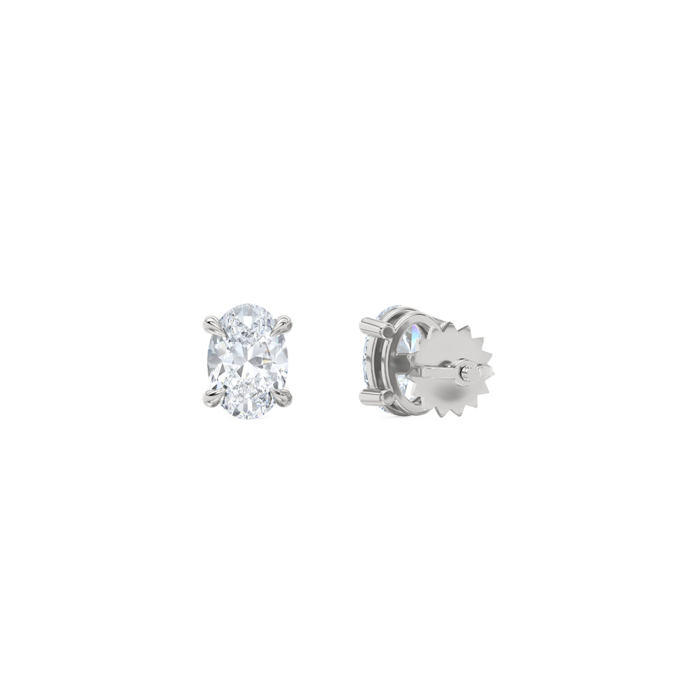 1.00ct Oval Cut Lab Diamond Stud Earrings in 18K White Gold