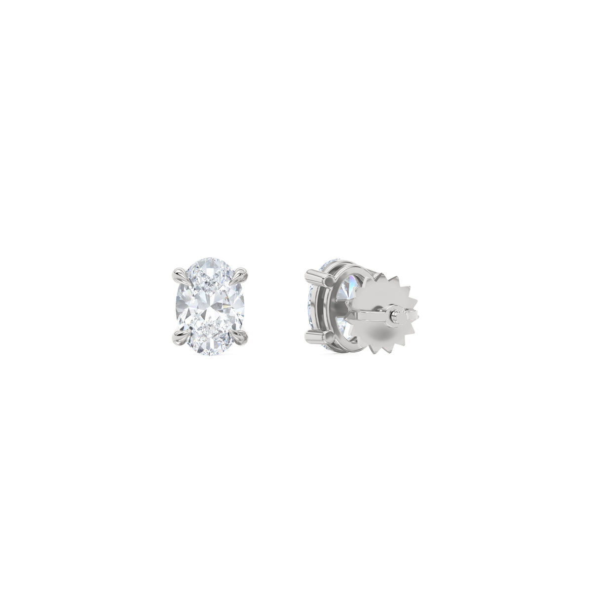 1.00ct Oval Cut Lab Diamond Stud Earrings in 18K White Gold