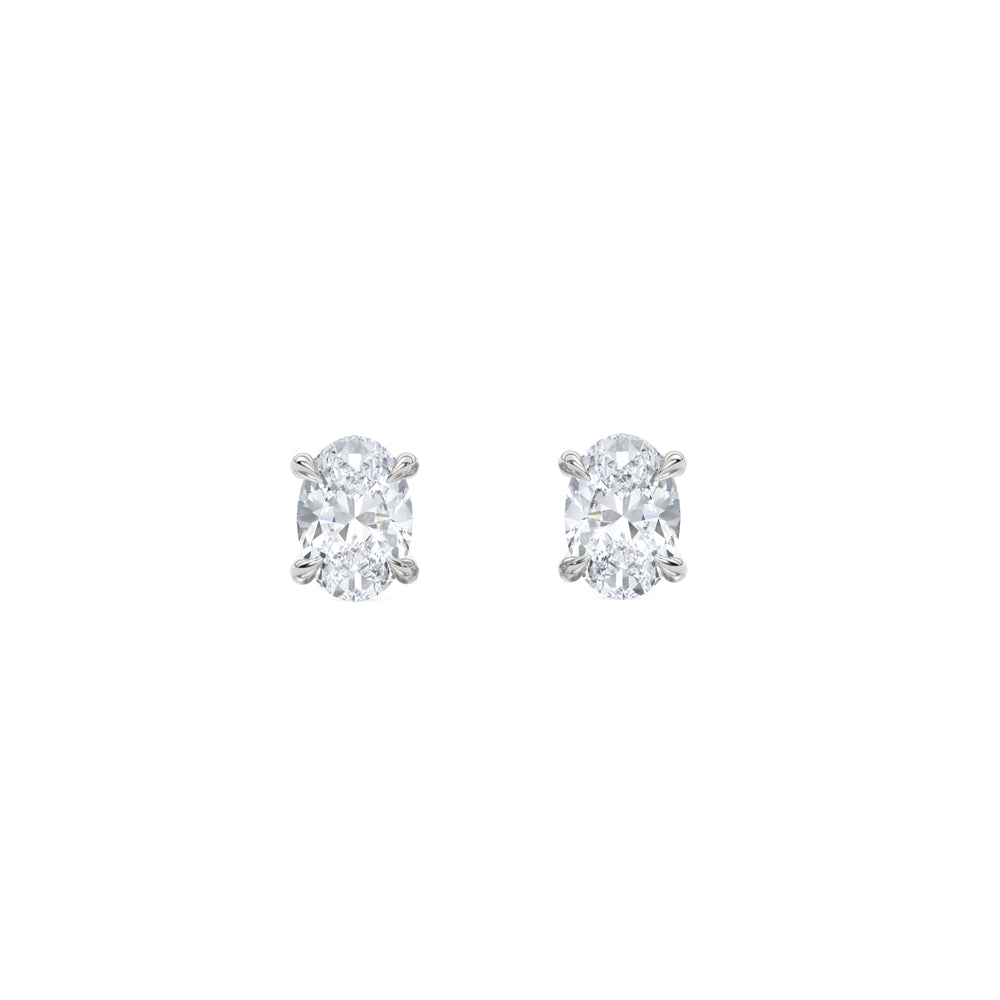 1.00ct Oval Cut Lab Diamond Stud Earrings in 18K White Gold
