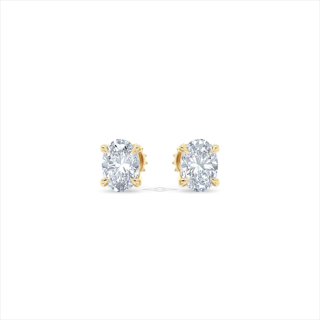 1.00ct Oval Cut Lab Diamond Stud Earrings in 18K Yellow Gold