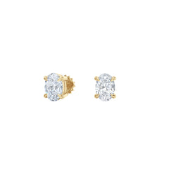 Fancy 1.00ct Oval Cut Lab Diamond Stud Earrings in 18K Yellow Gold