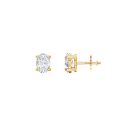 Fancy 1.00ct Oval Cut Lab Diamond Stud Earrings in 18K Yellow Gold