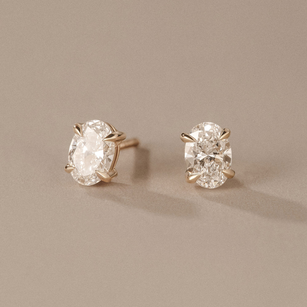1.00ct Oval Cut Lab Diamond Stud Earrings in 18K Yellow Gold