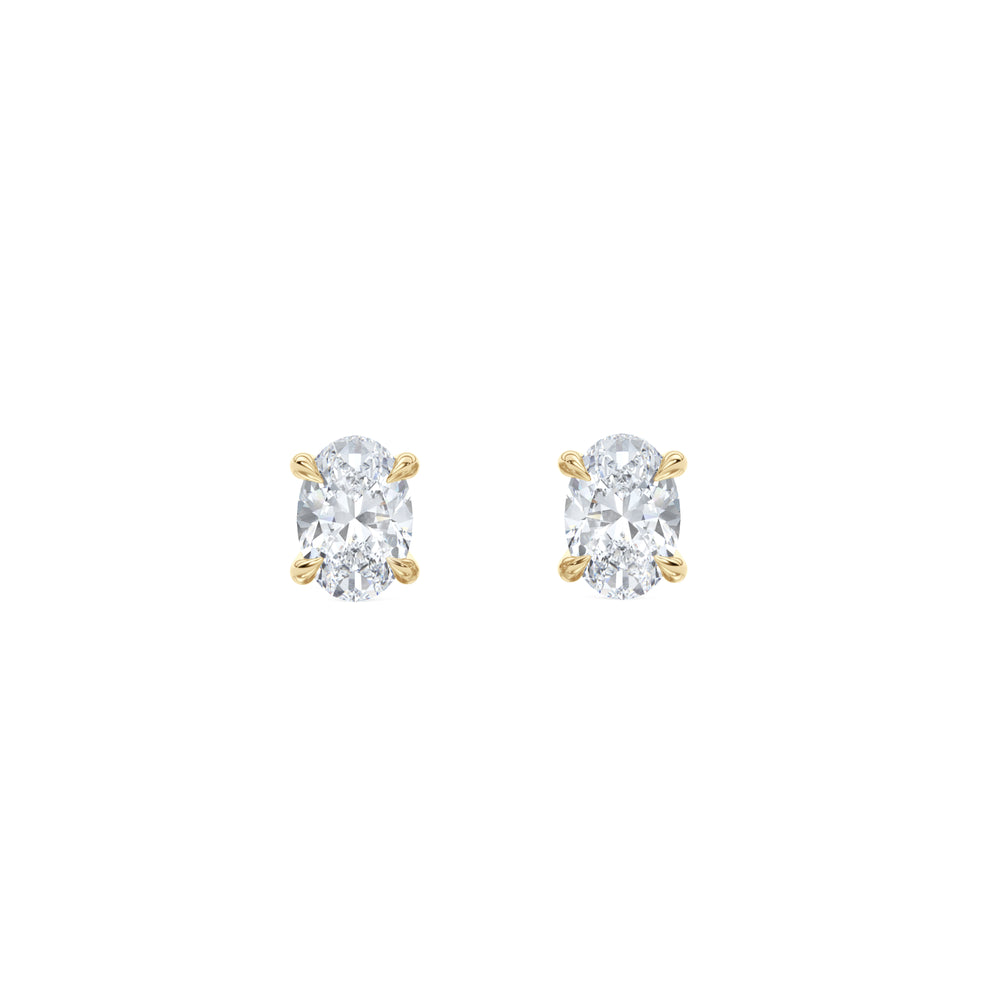 1.00ct Oval Cut Lab Diamond Stud Earrings in 18K Yellow Gold