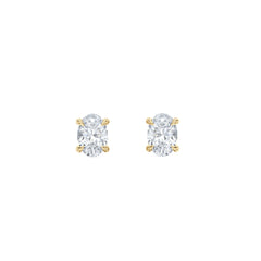 Fancy 1.00ct Oval Cut Lab Diamond Stud Earrings in 18K Yellow Gold