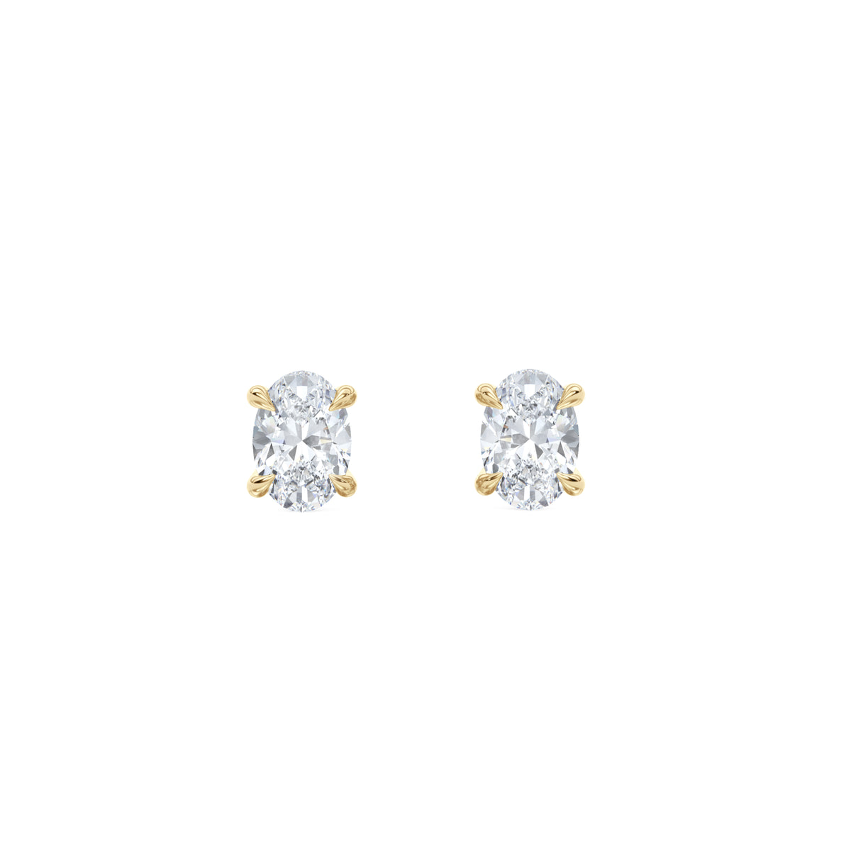 1.00ct Oval Cut Lab Diamond Stud Earrings in 18K Yellow Gold