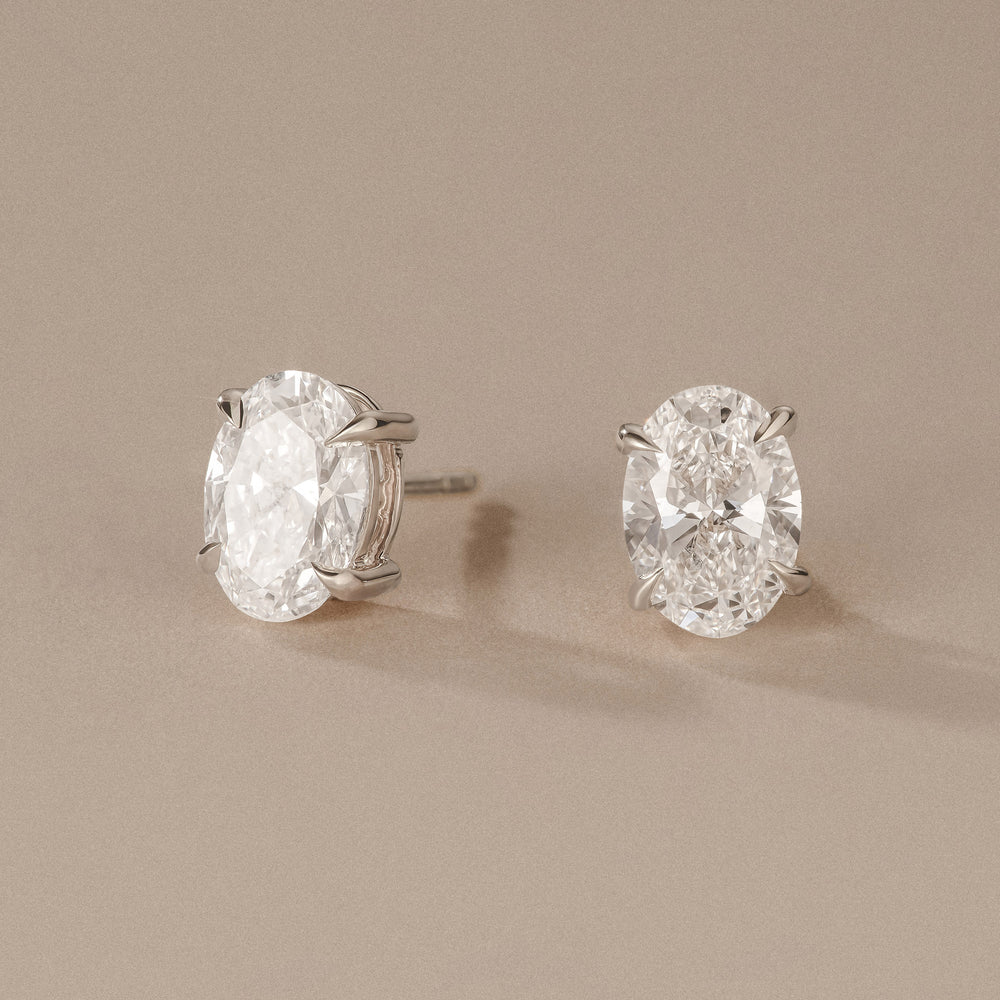 2.00ct Oval Cut Lab Diamond Stud Earrings in 18K White Gold
