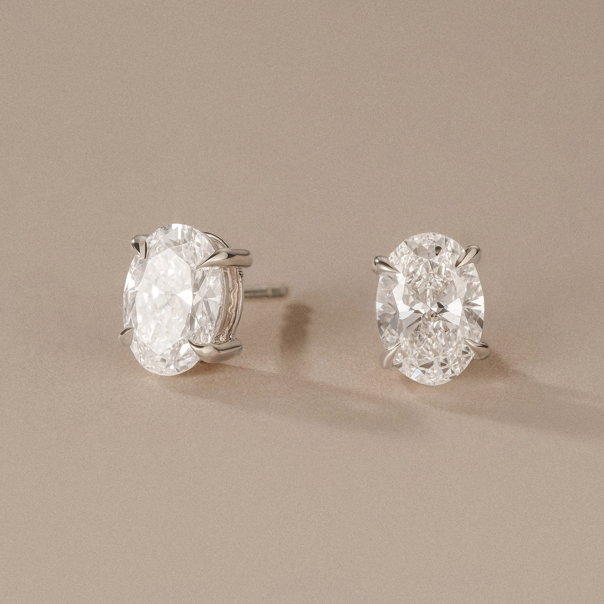 2.00ct Oval Cut Lab Diamond Stud Earrings in 18K White Gold