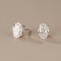 Fancy 2.00ct Oval Cut Lab Diamond Stud Earrings in Platinum
