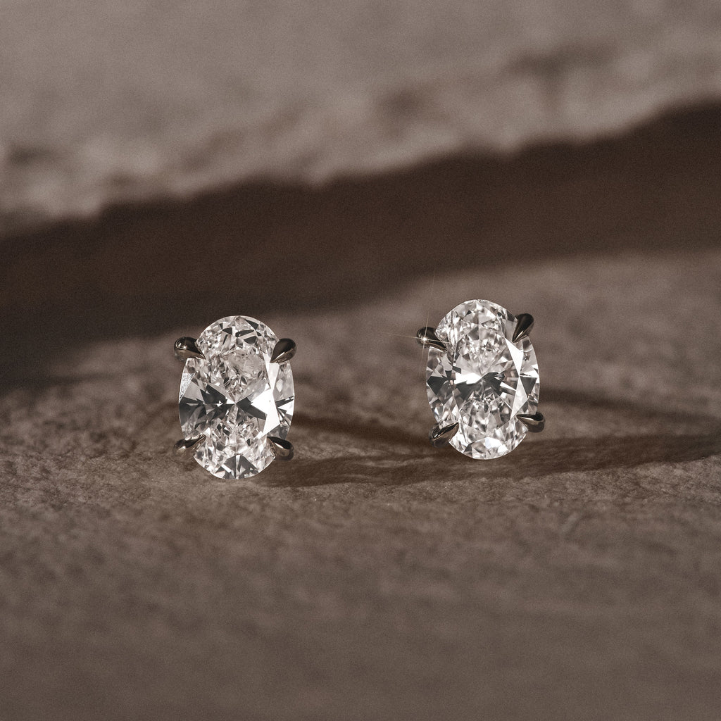 Fancy 2.00ct Oval Cut Lab Diamond Stud Earrings in Platinum