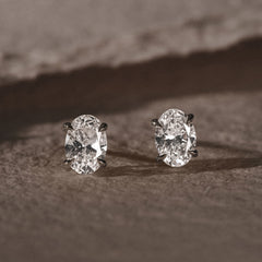 Fancy 2.00ct Oval Cut Lab Diamond Stud Earrings in Platinum