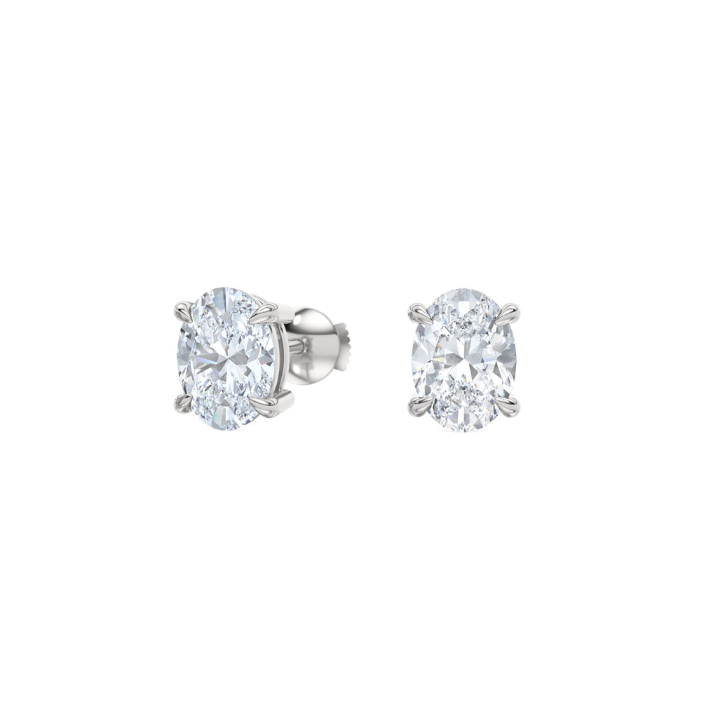 Fancy 2.00ct Oval Cut Lab Diamond Stud Earrings in Platinum