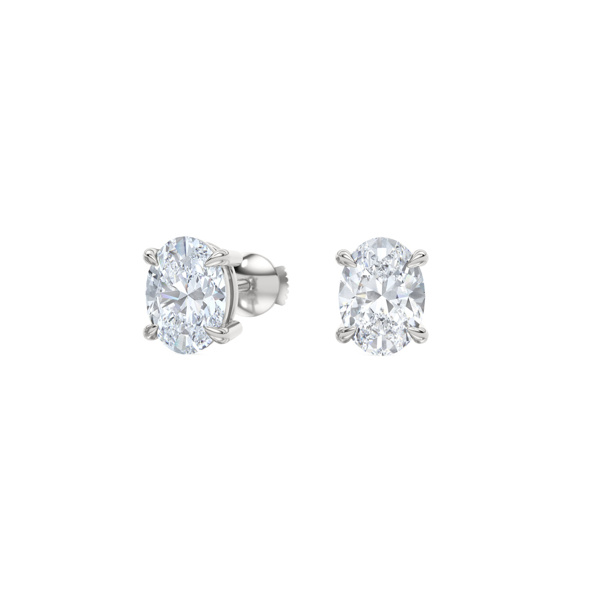2.00ct Oval Cut Lab Diamond Stud Earrings in 18K White Gold
