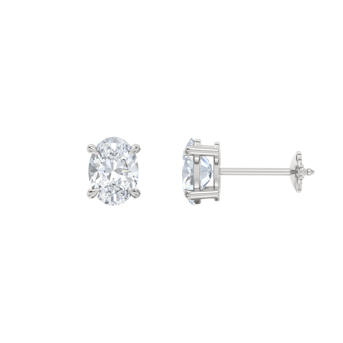 2.00ct Oval Cut Lab Diamond Stud Earrings in 18K White Gold