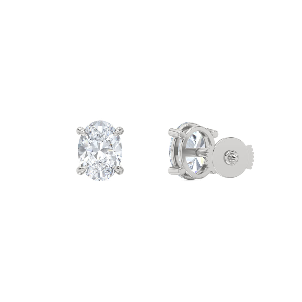 2.00ct Oval Cut Lab Diamond Stud Earrings in 18K White Gold