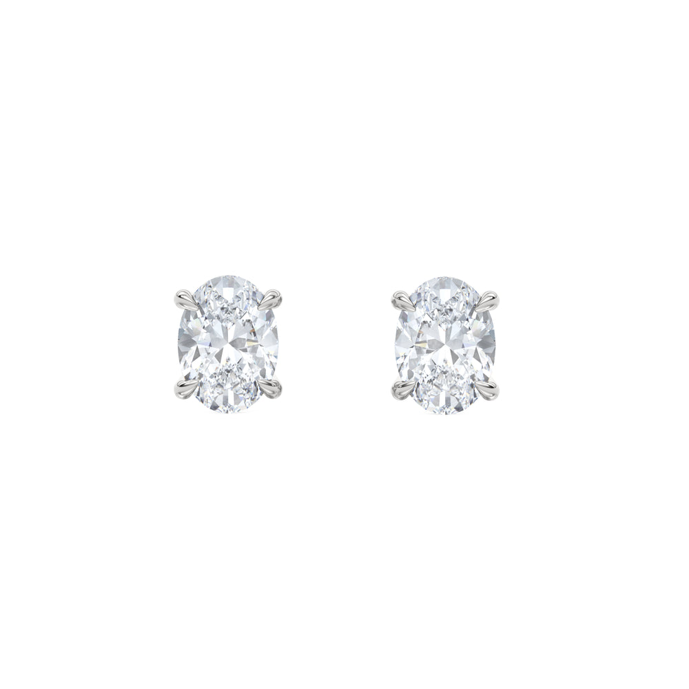 2.00ct Oval Cut Lab Diamond Stud Earrings in 18K White Gold