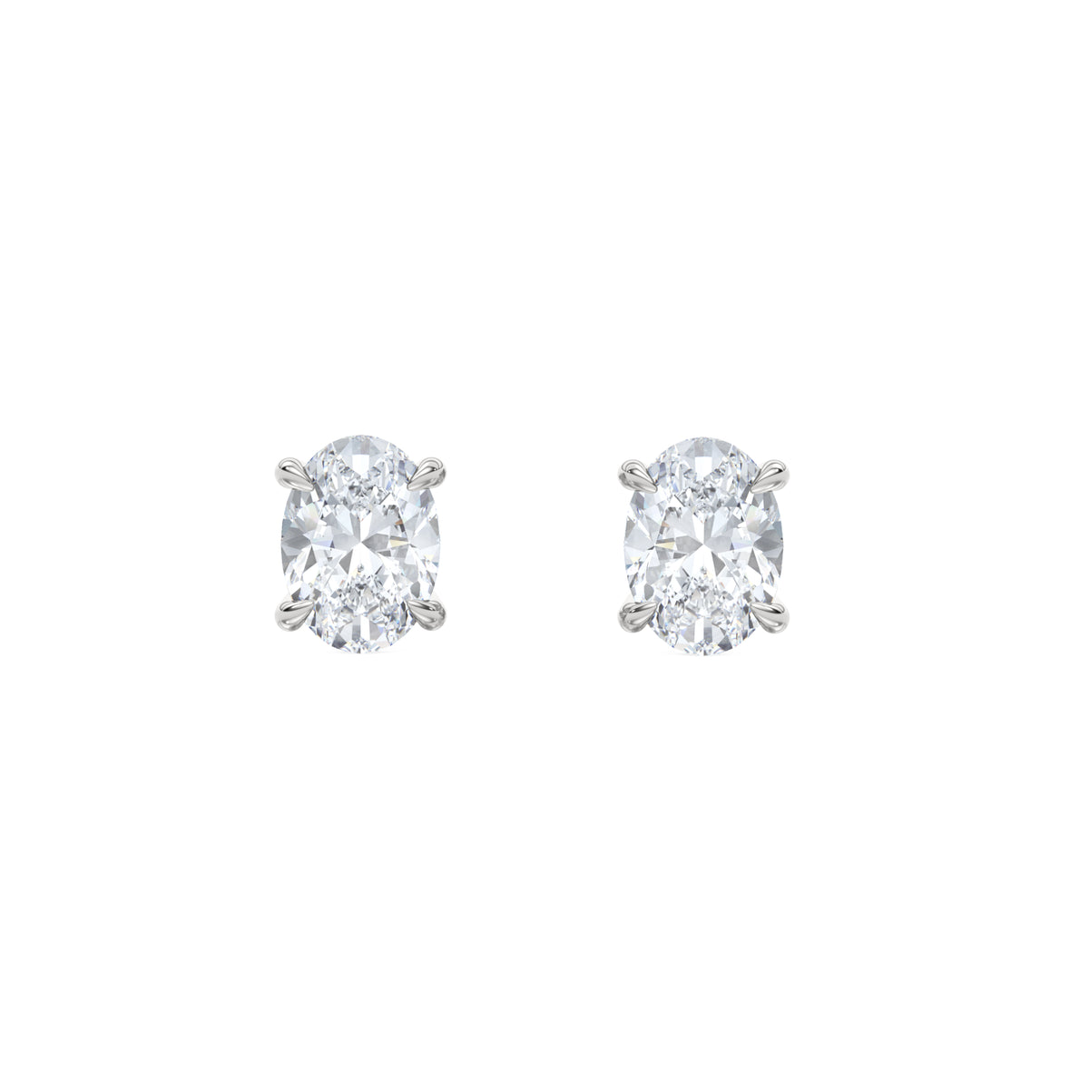 2.00ct Oval Cut Lab Diamond Stud Earrings in 18K White Gold