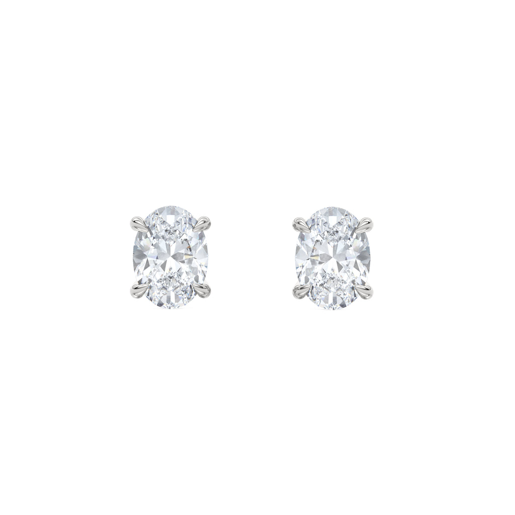 Fancy 2.00ct Oval Cut Lab Diamond Stud Earrings in Platinum