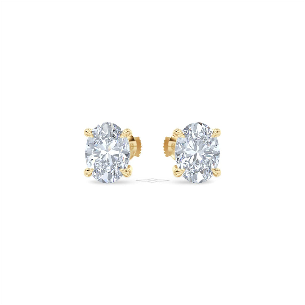 2.00ct Oval Cut Lab Diamond Stud Earrings in 18K Yellow Gold
