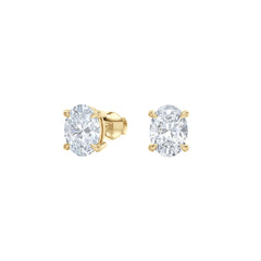 Fancy 2.00ct Oval Cut Lab Diamond Stud Earrings in 18K Yellow Gold