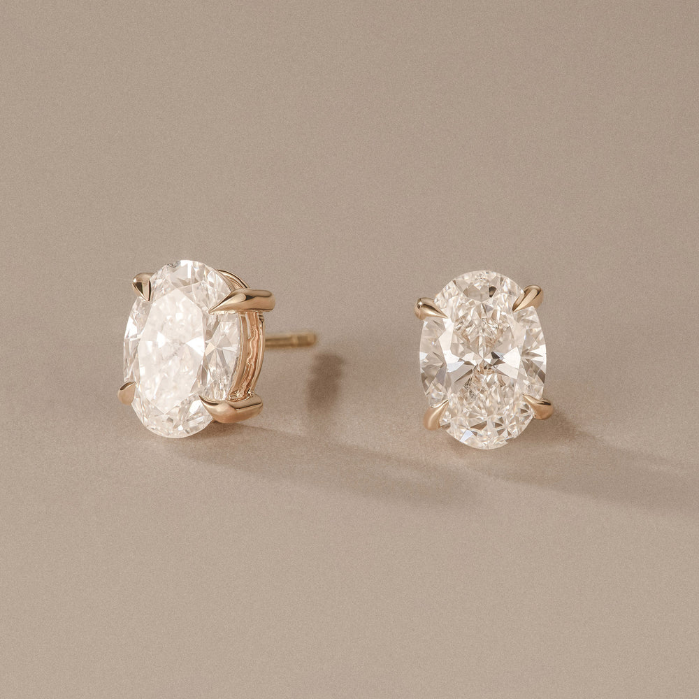 2.00ct Oval Cut Lab Diamond Stud Earrings in 18K Yellow Gold