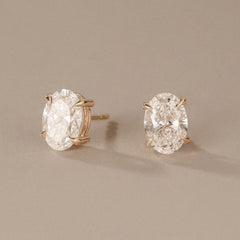 Fancy 2.00ct Oval Cut Lab Diamond Stud Earrings in 18K Yellow Gold