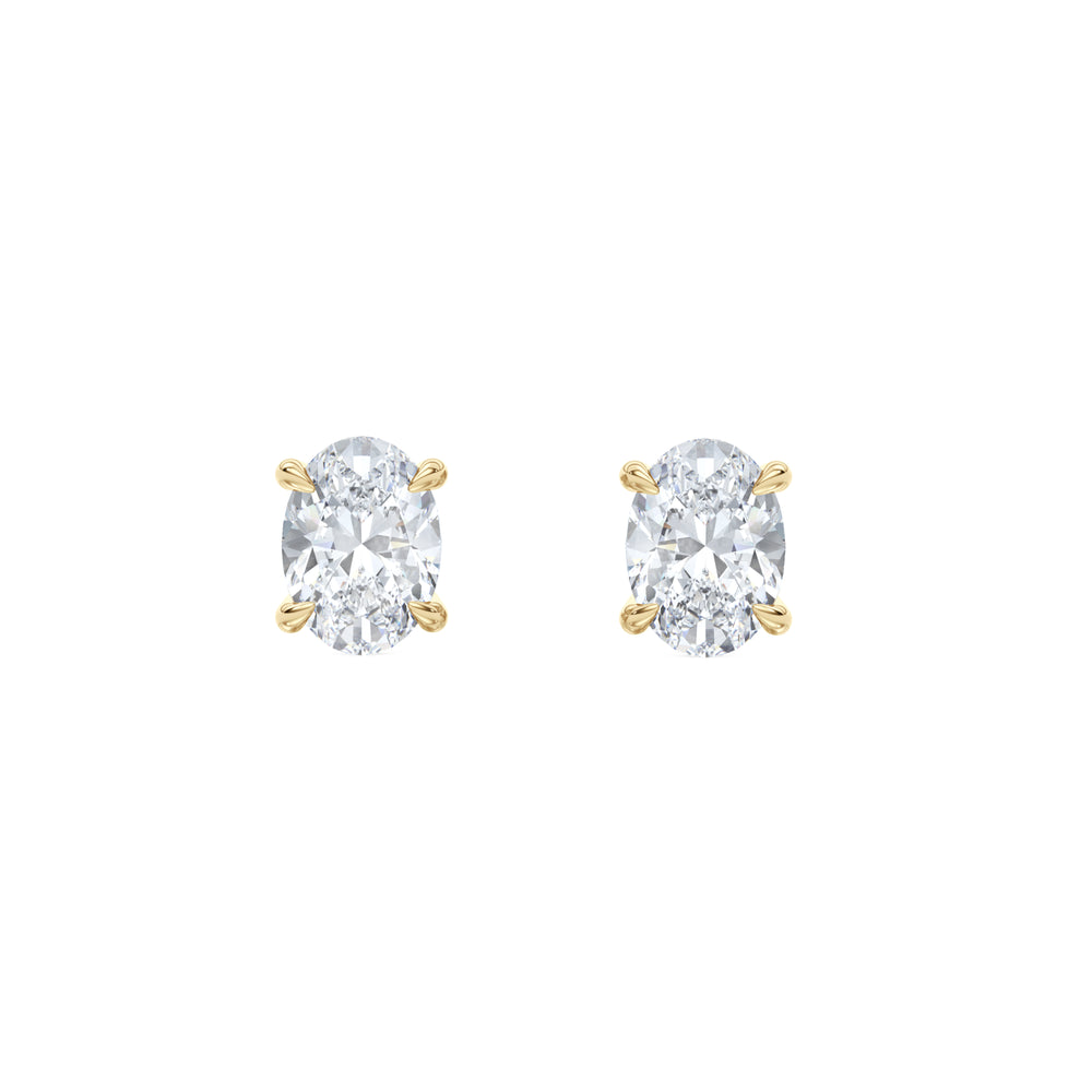 2.00ct Oval Cut Lab Diamond Stud Earrings in 18K Yellow Gold
