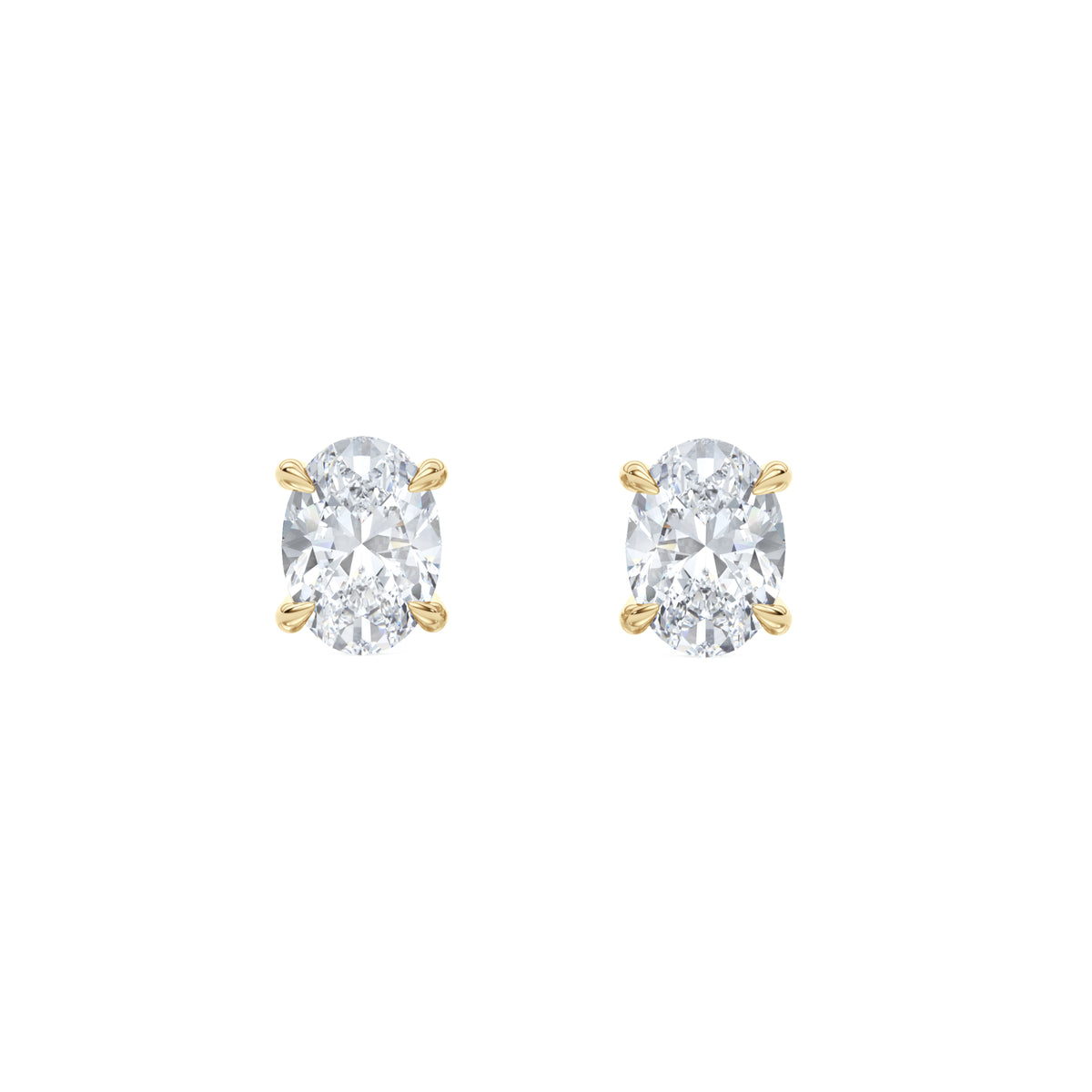 2.00ct Oval Cut Lab Diamond Stud Earrings in 18K Yellow Gold