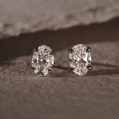 Fancy 3.00ct Oval Cut Lab Diamond Stud Earrings in 18K White Gold
