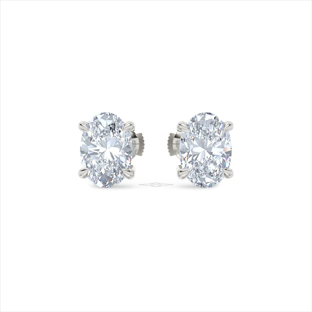 3.00ct Oval Cut Lab Diamond Stud Earrings in 18K White Gold