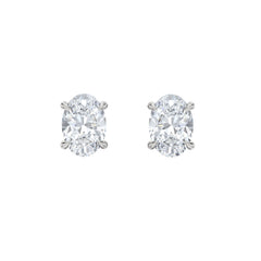 Fancy 3.00ct Oval Cut Lab Diamond Stud Earrings in 18K White Gold