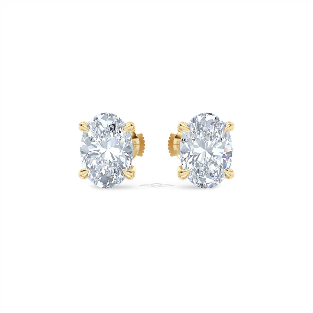 3.00ct Oval Cut Lab Diamond Stud Earrings in 18K Yellow Gold